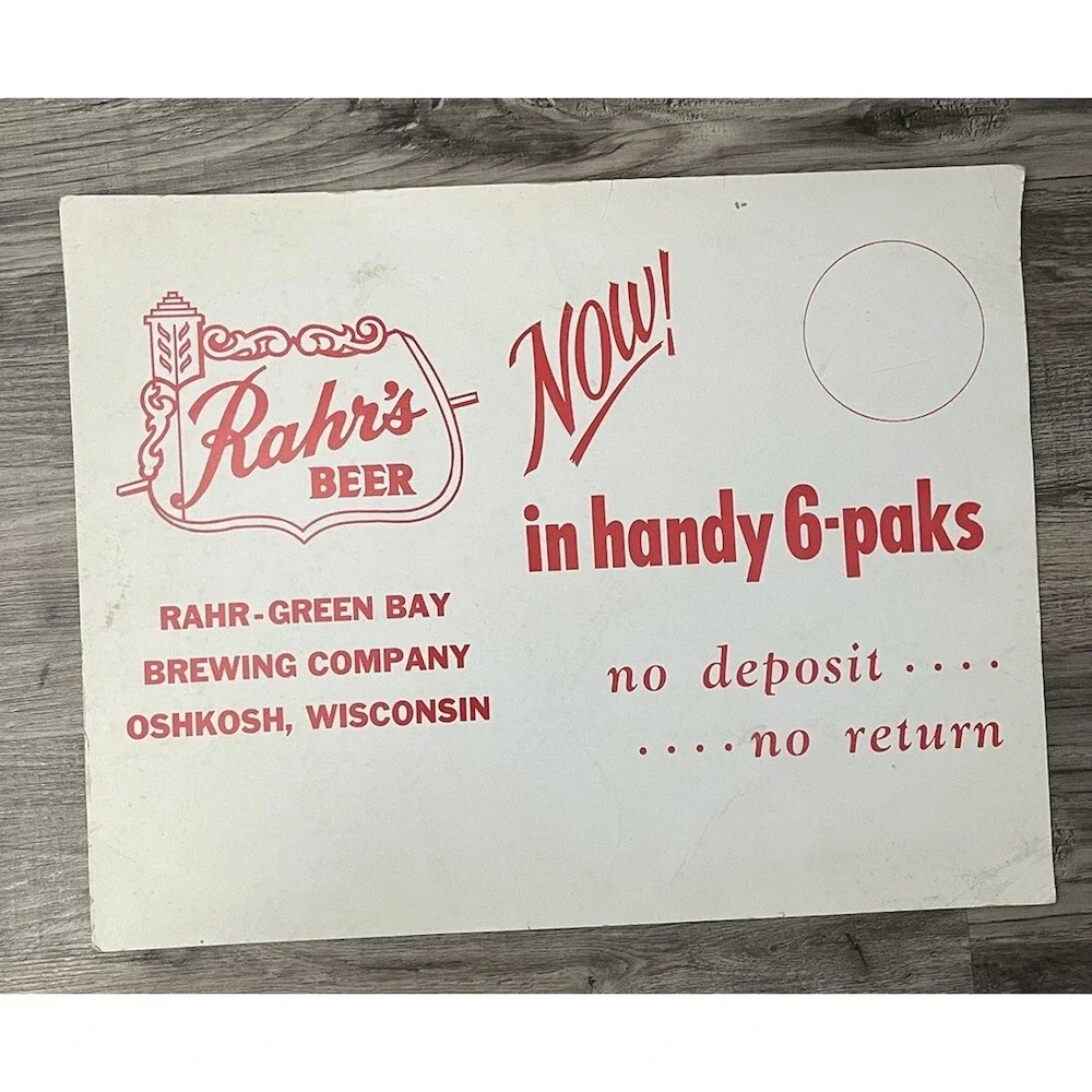 Rahr's Beer Advertising Sign Green Bay Brewing Company Oshkosh, Wisconsin